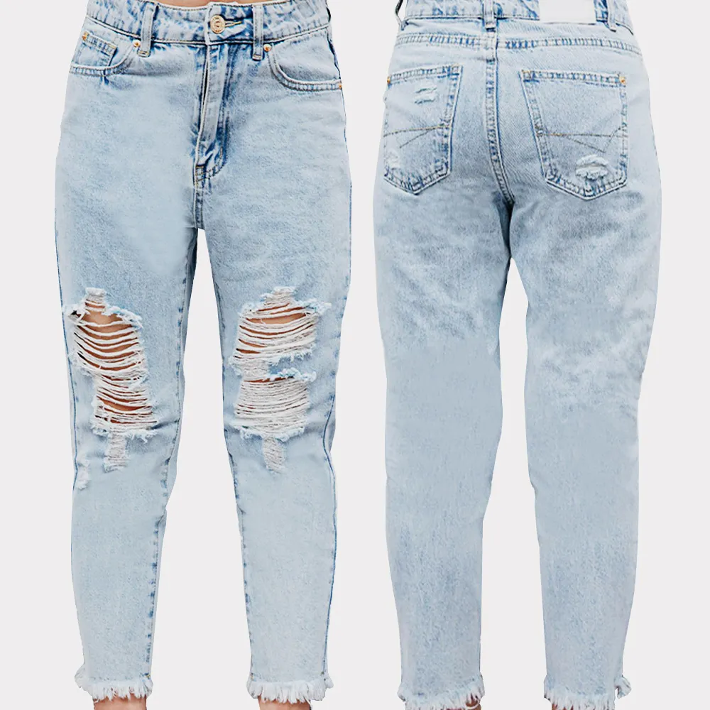 2022 Pretty Girl's Ripped Jeans Mode Mädchen hose Jeans Custom Print Stickerei Großhandel Kinder bekleidung Kleidung