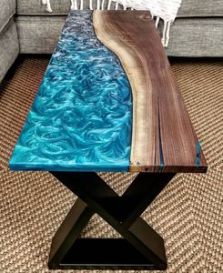 Hot Bán Sang Trọng Tùy Chỉnh Thiết Kế Hiện Đại Handmade Bàn Ăn Đặt Cạnh Sống Epoxy Nhựa Bảng - Product Image 4