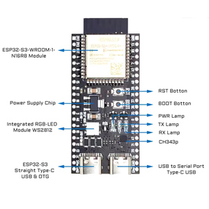 ESP32-S3 scheda di sviluppo WiFi BT 16MB Flash 8M PSRAM 44pin Type-C per Arduino IDE compatibile ESP32-S3-WROOM1 modulo N16R8 N8R2