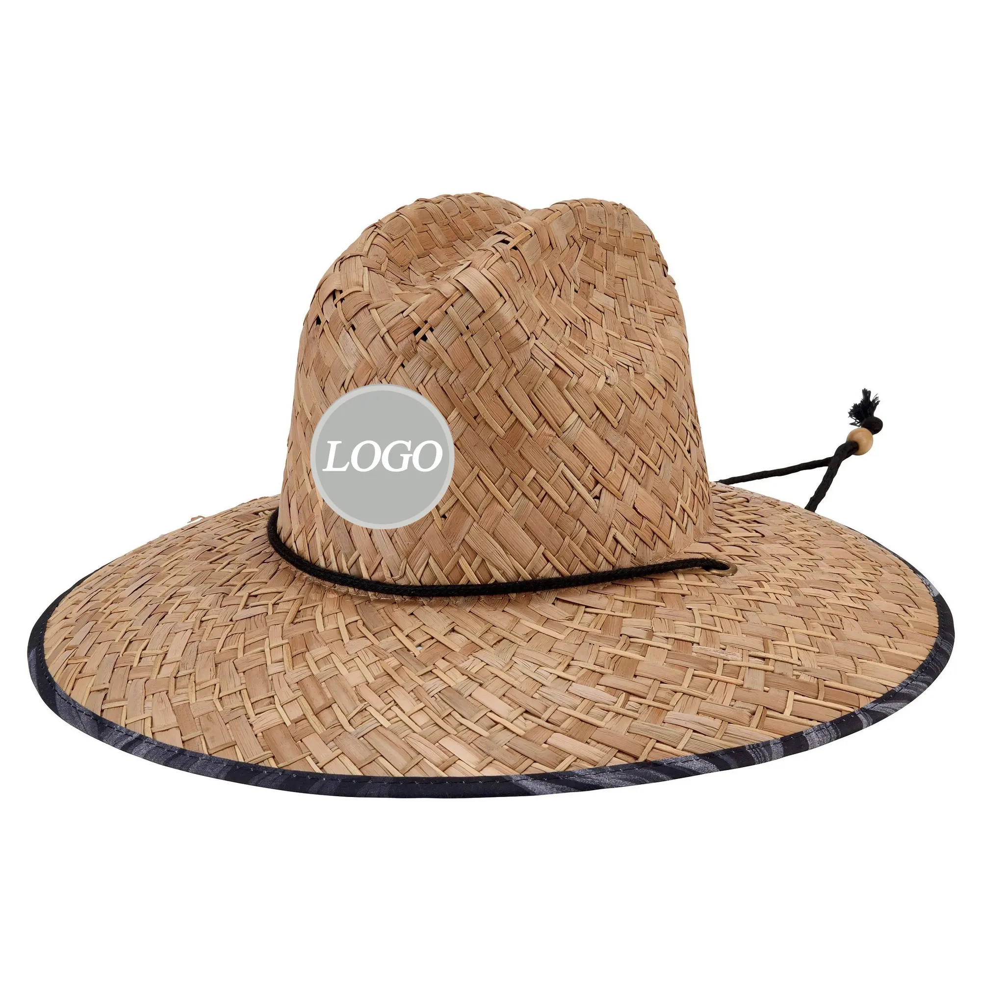 Sombrero de paja con visera grande para hombre y mujer, sombrero de paja con visera grande de hierba Natural para Surf en la playa, venta al por mayor