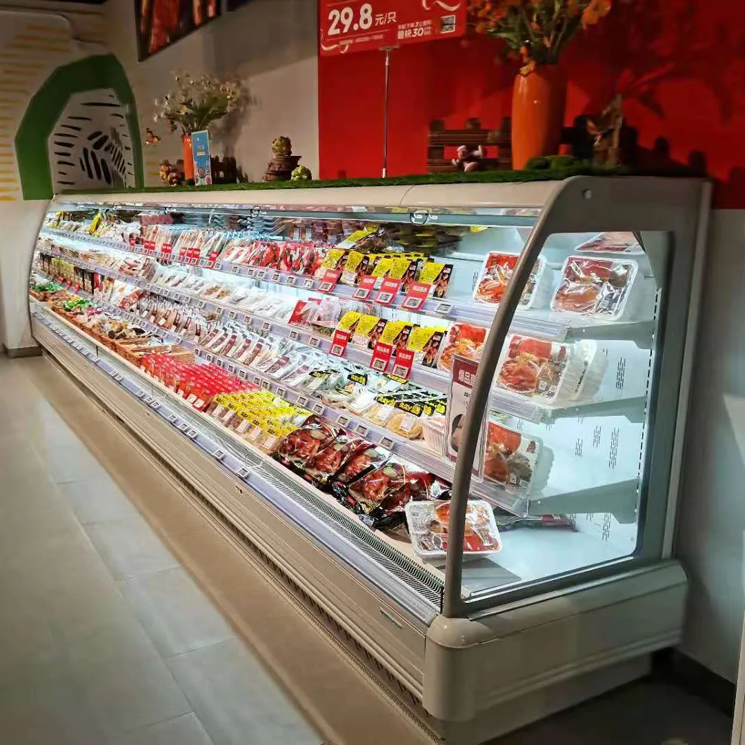 Дистанционный узкий многоярусный открытый охладитель, холодильники для супермаркета, дисплеи, холодильники, холодильное оборудование