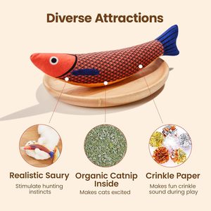 Saury Fish Cat Toys , <strong>Catnip</strong> Crinkle Sound Toys Soft and Durable, Interactive Cat Kicker Toys - Product Image 2