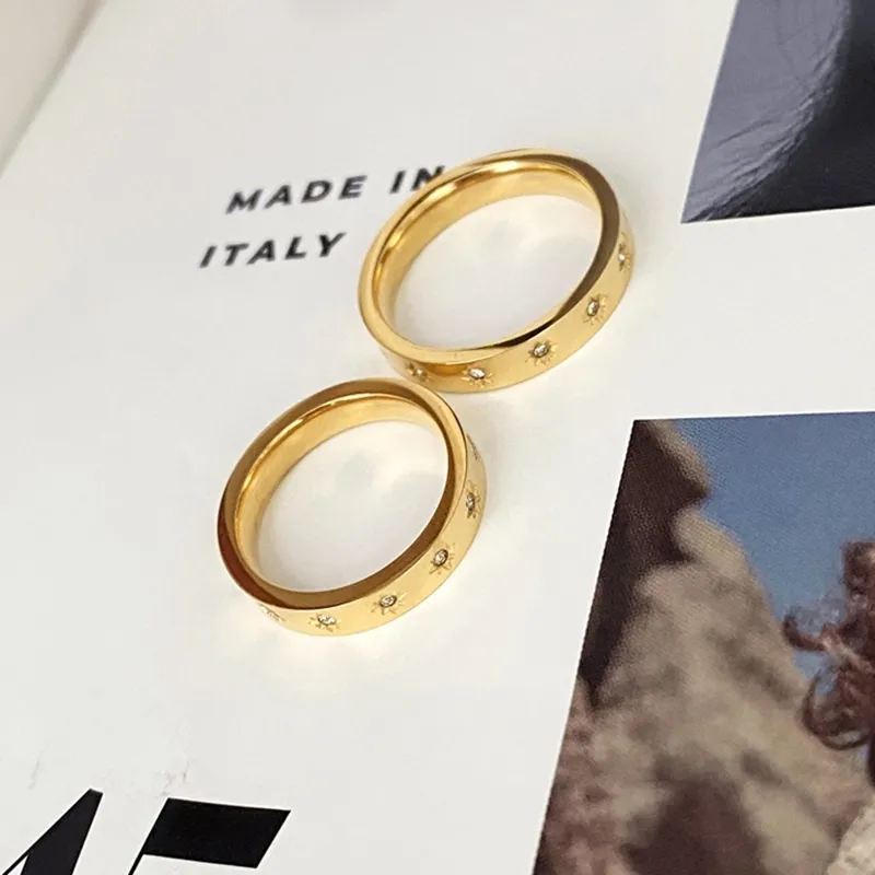 Minimalista Starburst North Star Cz anello bussola placcata oro 18 carati anello diamante roma anello disco digitale Set grosso regalo di festa