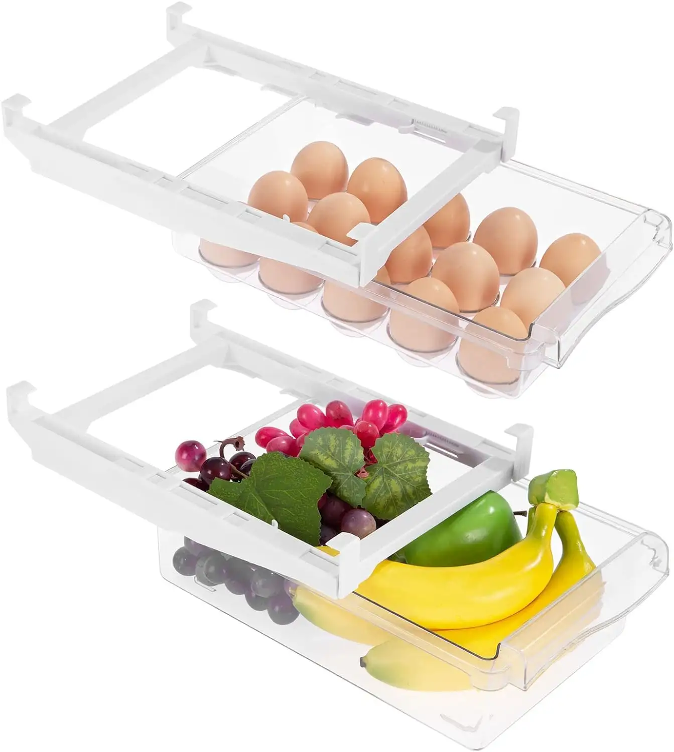 Scatola di immagazzinaggio del frigorifero organizzatore del cassetto del frigorifero estraibile materiale PET trasparente utilizzato per organizzare la conservazione degli alimenti verdure all'uovo
