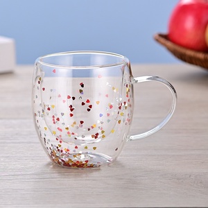 Süt kahve ve ev içme için uzun borosilikat cam çift katmanlı fincan sınır ötesi akan kum kuru çiçek tasarımı - Product Image 1