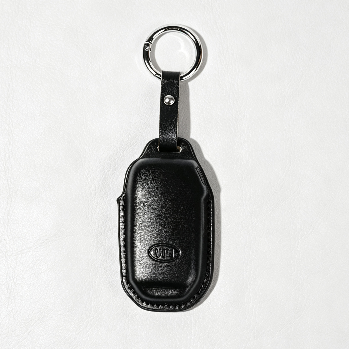 Estuche de cuero negro estilo D - Estuche corto de cuero con hebilla para llaves P2