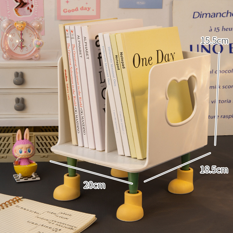 White Bear Bookend with Green and Yellow Feet