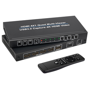 Xput HDM1 4x1 Quad Multi-Viewer USB3.0 Video Capture <strong>4</strong> in <strong>1</strong> Out <strong>HDMI</strong> <strong>Switcher</strong> Supports Infrared Remote Control and Key Switching - Product Image 1
