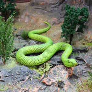 Yixingsheng simulazione TPR grande foglia di gomma morbida verde pitone serpente rosso coda animale modello Halloween - Product Image 4