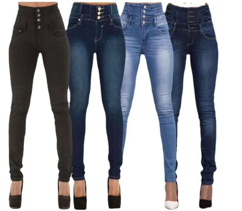 Jean Slim taille haute en Denim pour femmes, pantalon moulant, extensible, à la mode, nouvelle collection 2022