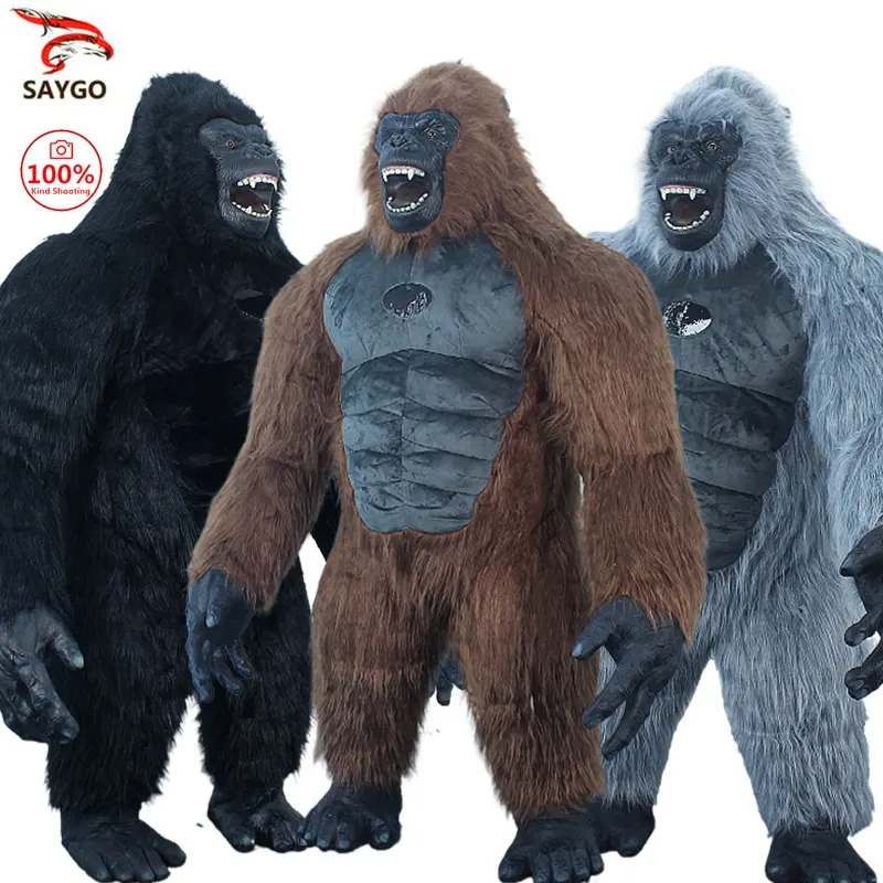 Yeni şişme hareketli kingkong gorilla suit maskot kostümleri için cadılar bayramı partisi silika jel