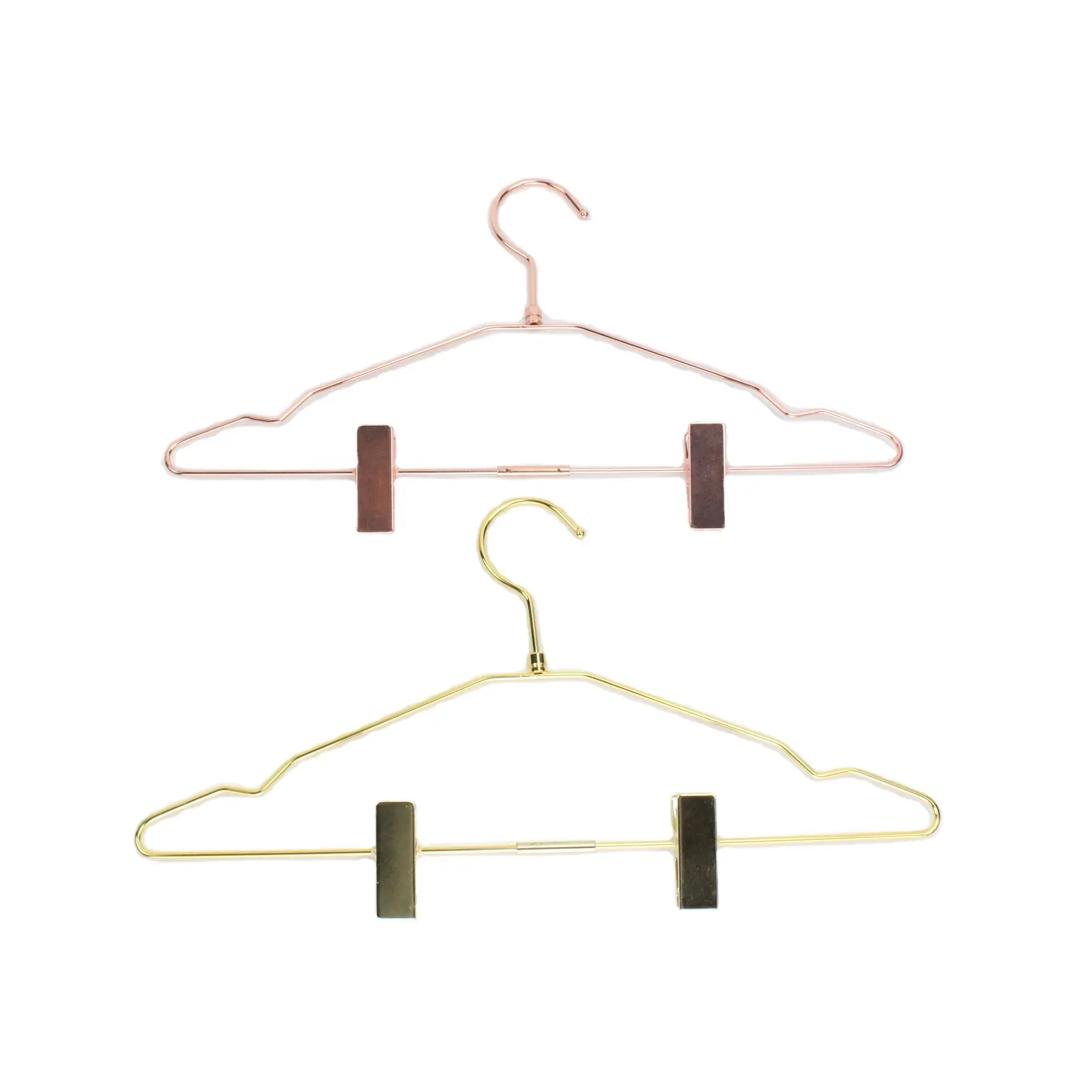 551-18A Metall Draht Rotierenden Nicht-Slip Rose Gold Kleidung Hemd Hosen Kleiderbügel Mit 2 Einstellbare Clips