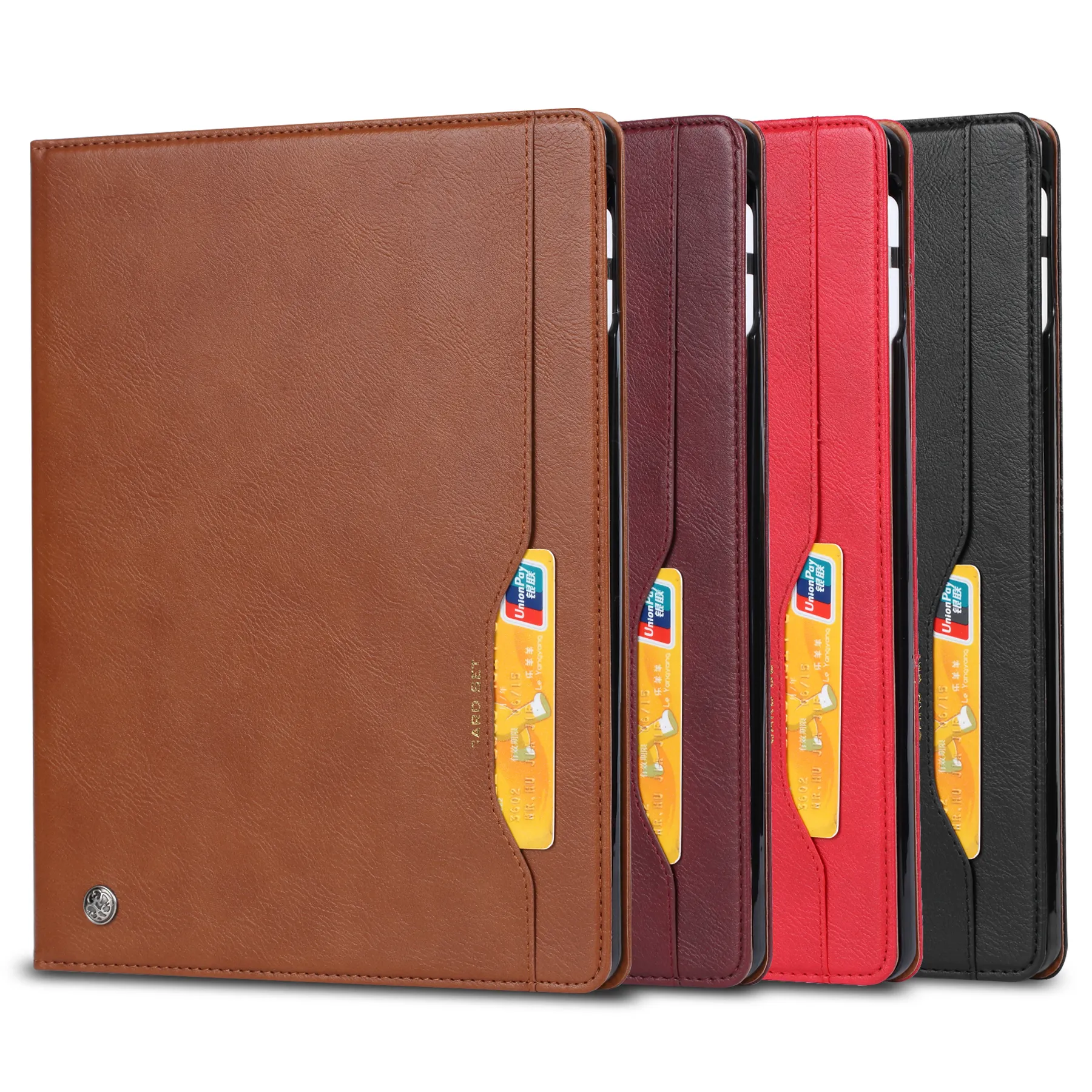 เคสหนังสมาร์ทแท็บเล็ตสำหรับ iPad Pro 10/11/12.9สำหรับ iPad air4ฝา10.9พร้อมช่องเสียบการ์ดและปากกาสำหรับ Samsung Tablet