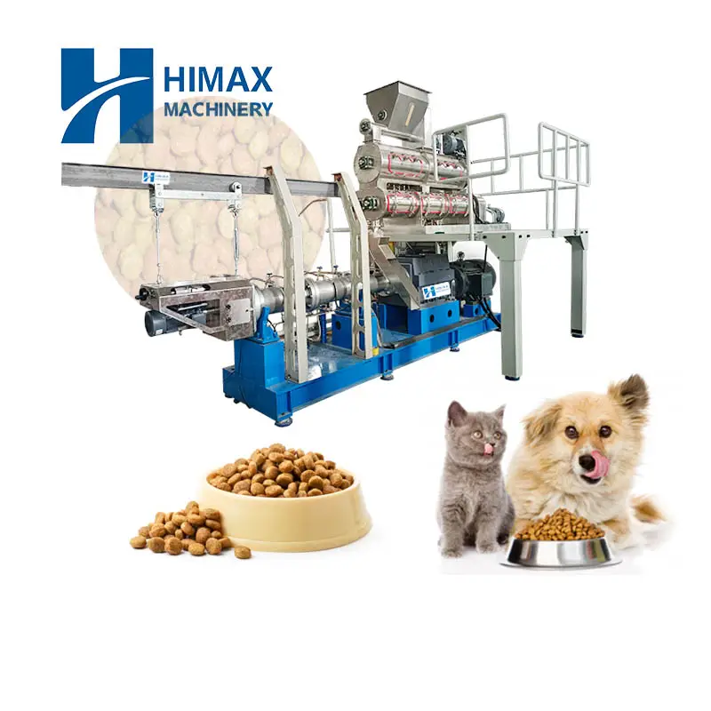 Extrudeuse sèche machine de traitement d'aliments pour animaux de compagnie chat facile à contrôler ligne de production automatique d'aliments pour chiens à grand volume