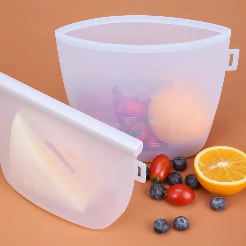 Wholesale BPA Free Eco Friendly Kitchen Fresh-Keeping Leakproof Reusable Storage Container Silicone Food Storage Bag