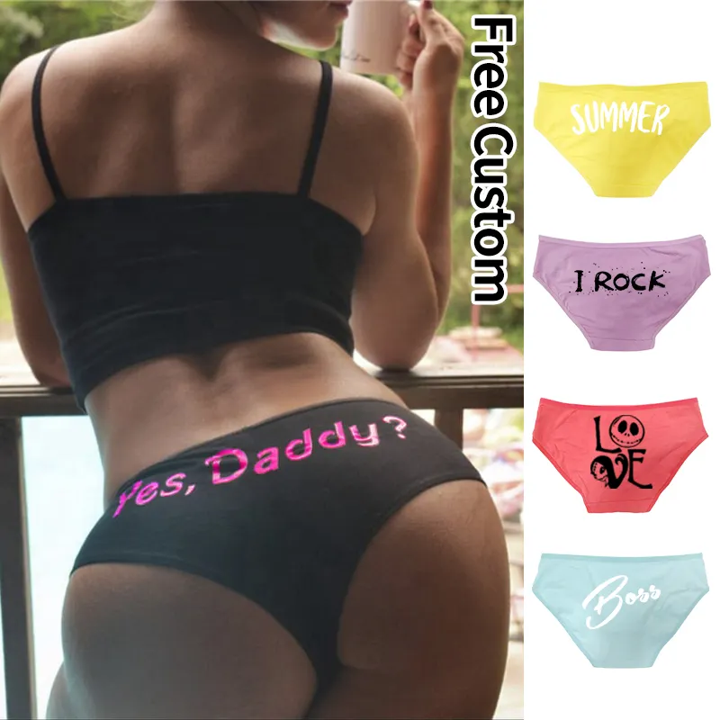 Logo personalizzato All'ingrosso Più Il Formato Della Signora Panty Delle Donne Biancheria Intima di Cotone Mutandine a vita Bassa Giovane Ragazza Slip Mutandine