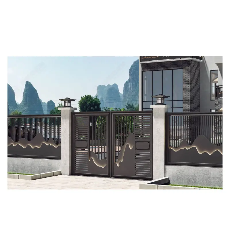 Cancelli d'ingresso principali residenziali in ferro battuto personalizzati/disegni della porta del cancello principale in ferro/cancelli scorrevoli in metallo di alluminio