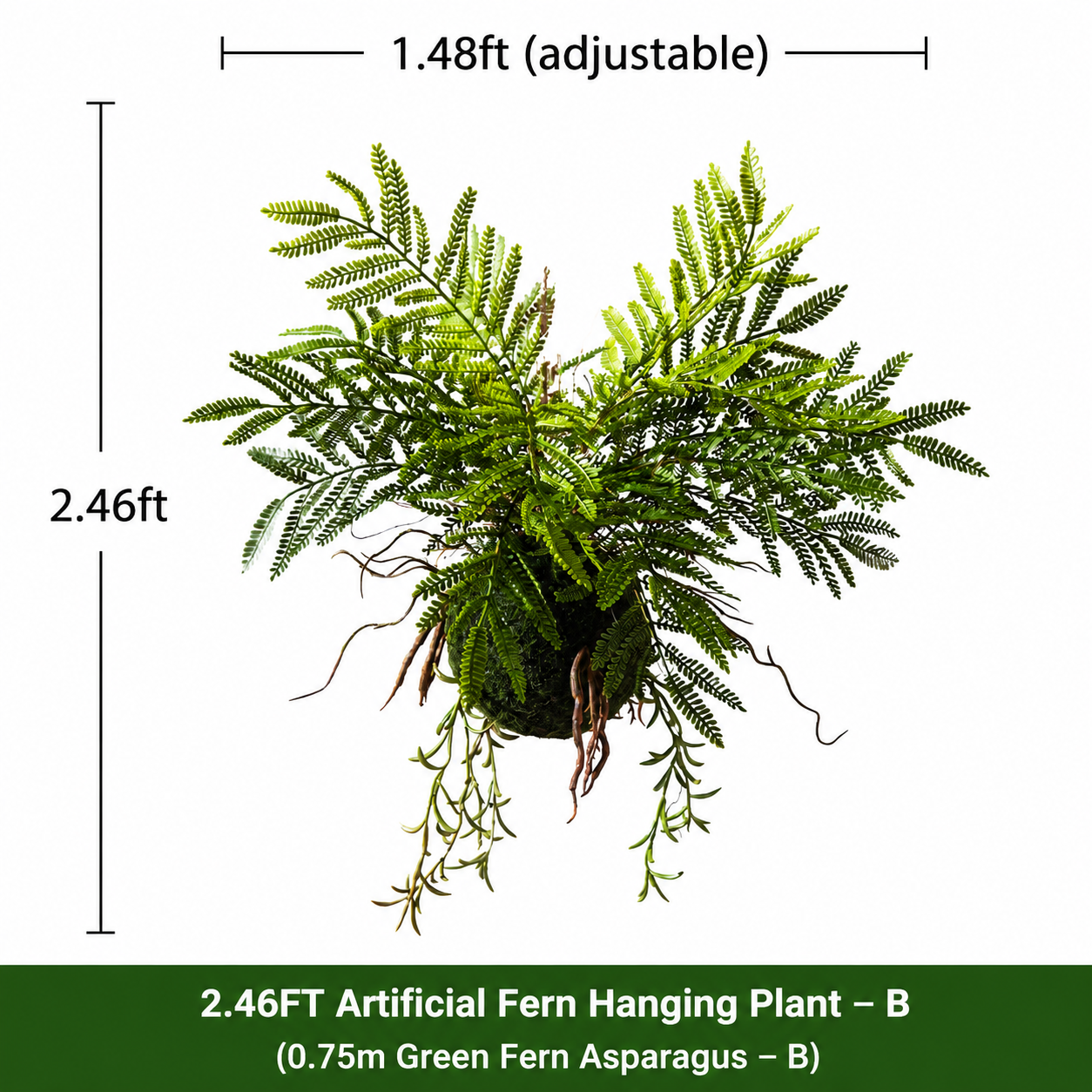 2.46FT Artificial Fern Hanging Plant