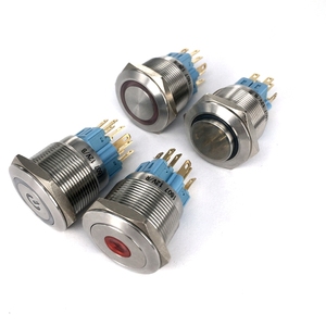 25mm DPDT impermeabile IP67 On-Off interruttore a pulsante LED sorgente luminosa autobloccante rosso momentaneo 12V/24V 5A Flat Push - Product Image 6