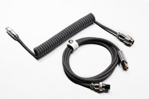 环形飞行员连接器电缆USB A至C型GX12航空用于机械键盘棉RGB光盘绕飞行员数据电缆 - Product Image 2