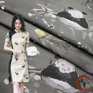 Tela jacquard con patrón de panda para mujer y niño, tejido de brocado teñido, a la moda, nuevo diseño, proveedor textil de China