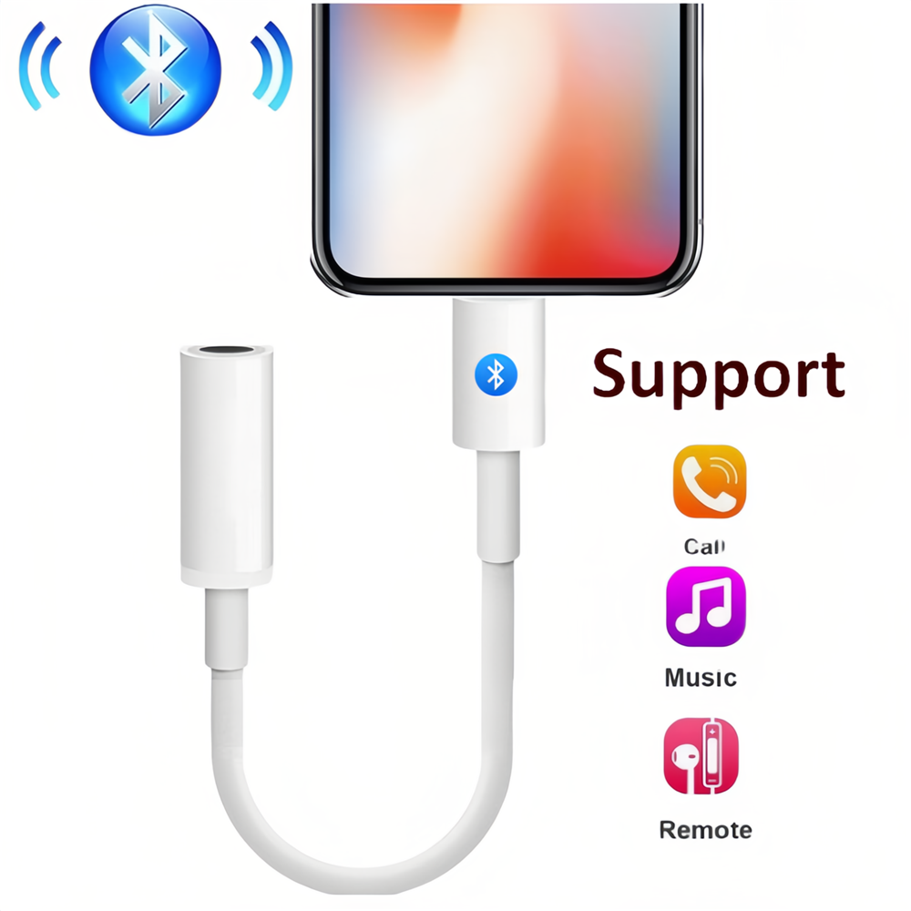 Connecteur Bluetooth 3,5 mm à 8 broches IOS - Blanc