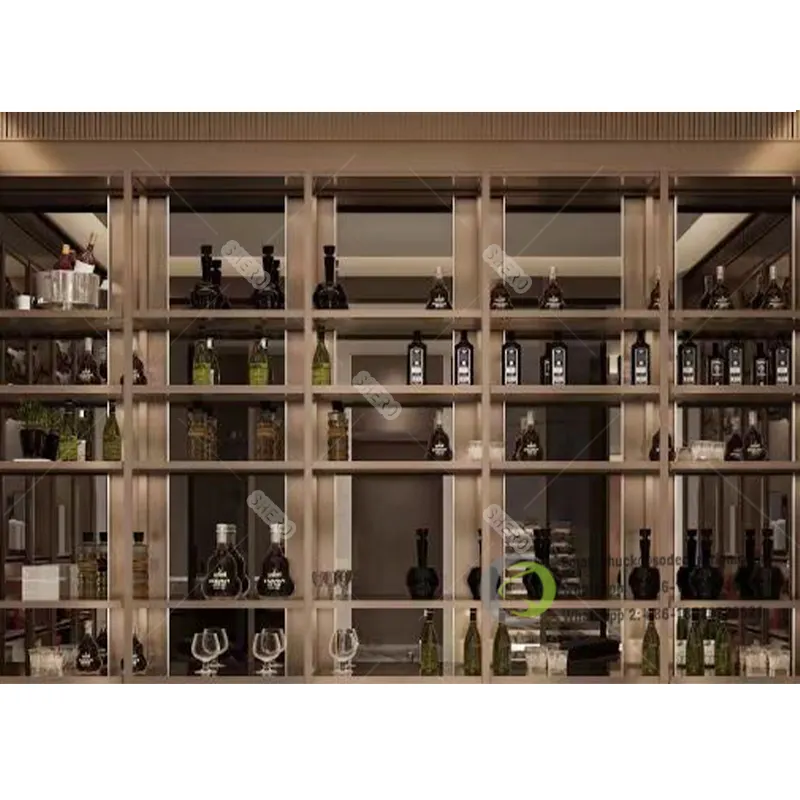 Moderno soggiorno in acciaio inox struttura in metallo wine display cabinet di lusso a doppia porta in vetro angolo bar armadio per vino