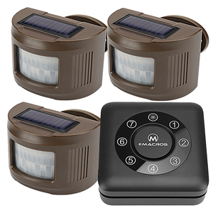 Olar-alarma antirrobo con sensor de movimiento PIR, kit solar inalámbrico de detección de intrusión de carril infrarrojo de 1/2 millas, alarma de entrada de café - Product Image 1