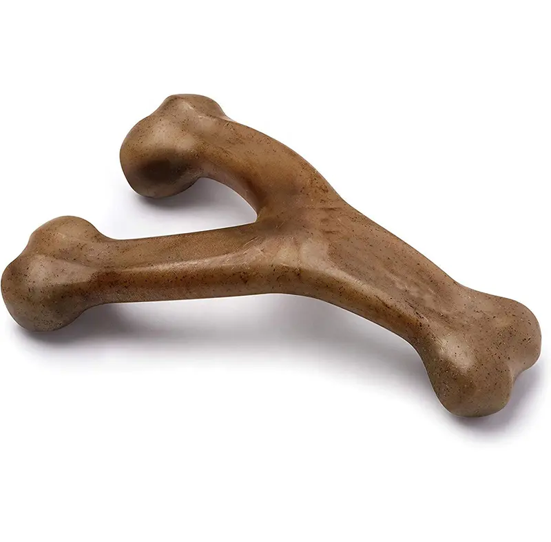 Jouet à mâcher personnalisé avec os en nylon pour chien saveur bacon poulet boeuf cacahuète Wishbone jouet à mâcher durable pour chien