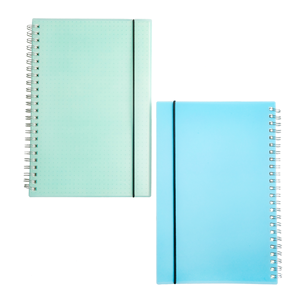 <strong>Custom</strong> Green Spiral <strong>Notebook</strong> Journal A5 PU PVC Plastic Cover with <strong>Elastic</strong> Closure <strong>Strap</strong> Inside Grid Paper Notepad for Writing - Product Image 1