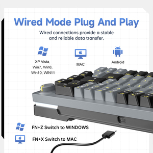 Junta de teclado mecánico silencioso, luz híbrida personalizada, juego de juegos, ordenador de escritorio de oficina, Teclado mecánico para juegos con cable - Product Image 4