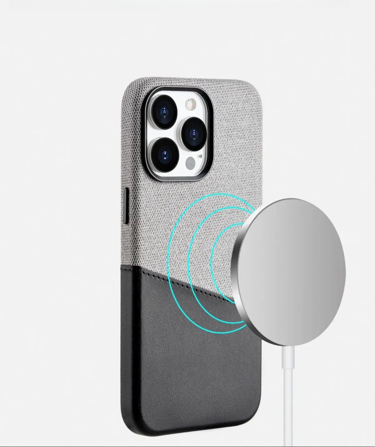 Nuova custodia in pelle con aspirazione magnetica a due colori porta carte cover per Apple 15 custodia per telefono scheda inserzione blocco colore custodia per telefono