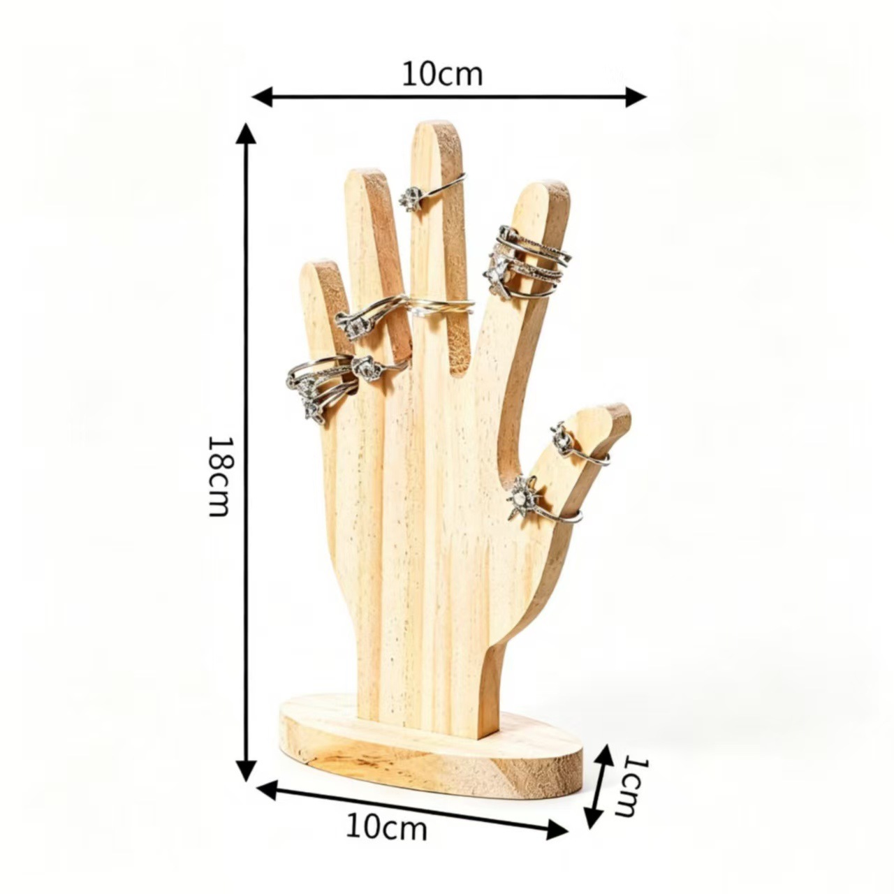 Natural wood color hand mold ring holder