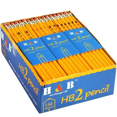 الأكثر مبيعاً قلم رصاص أصفر للمدرسة من الصين مصنع ثابت بسعر رخيص بيع بالجملة قلم رصاص خشبي أسود مخصص قلم رصاص خشب HB لمدرسة OEM