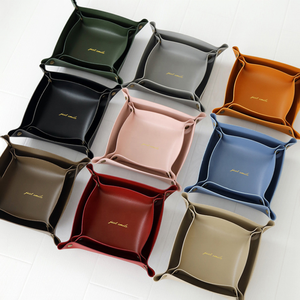 Đơn giản và giá rẻ PU da lưu trữ khay trang trí bàn khay Vanity catchall Khay bàn tổ chức cho các phím & điều khiển từ xa - Product Image 6