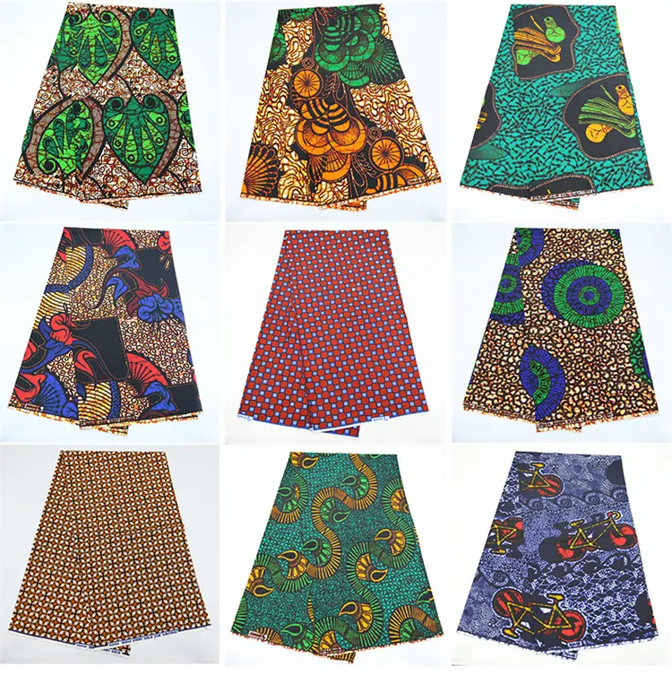 100% cotton 140gsm Africa printed soft African chiganvy wax fabric OEM multiple patterns custom logo wax printing fabric