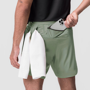 健身跑裤侧开叉4向弹力透气涤纶网布2合1男士健身短裤 - Product Image 6