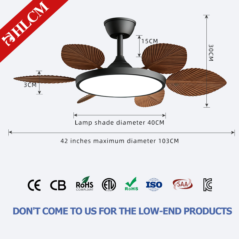 Black + Dark Wood Grain 42-inch 6-blade