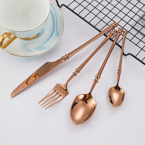 不同手柄设计4PCS餐具玫瑰金餐具婚庆酒店不锈钢餐具套装 - Product Image 2