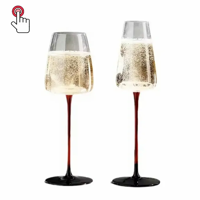 Simple Black Bottom Oblique Glass Champagne Glass Cold Cut Concave Bottom Crystal Red Wine Glass