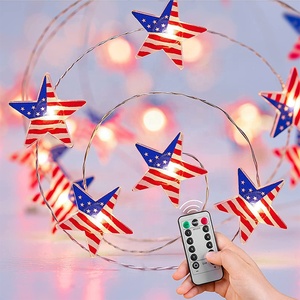独立記念日40-LEDスターバッテリー式愛国心が強いストリングライト休日装飾ライトリモコン付きIP44定格 - Product Image 4