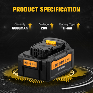 新型C型Usb 6000毫安时电动工具20v更换可充电锂离子电池组 - Product Image 2