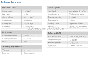SKYDANCE V4-K 4CH 12-24v发光二极管控制器4旋钮调光器恒压射频rgbw遥控器 - Product Image 3