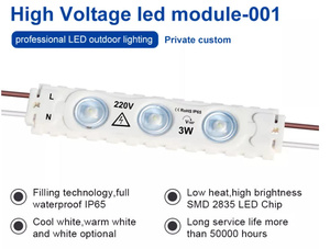 Yüksek gerilim LED modülü AC 110V/220V su geçirmez 3 leds reklam kanal mektubu için LED modülleri - Product Image 2