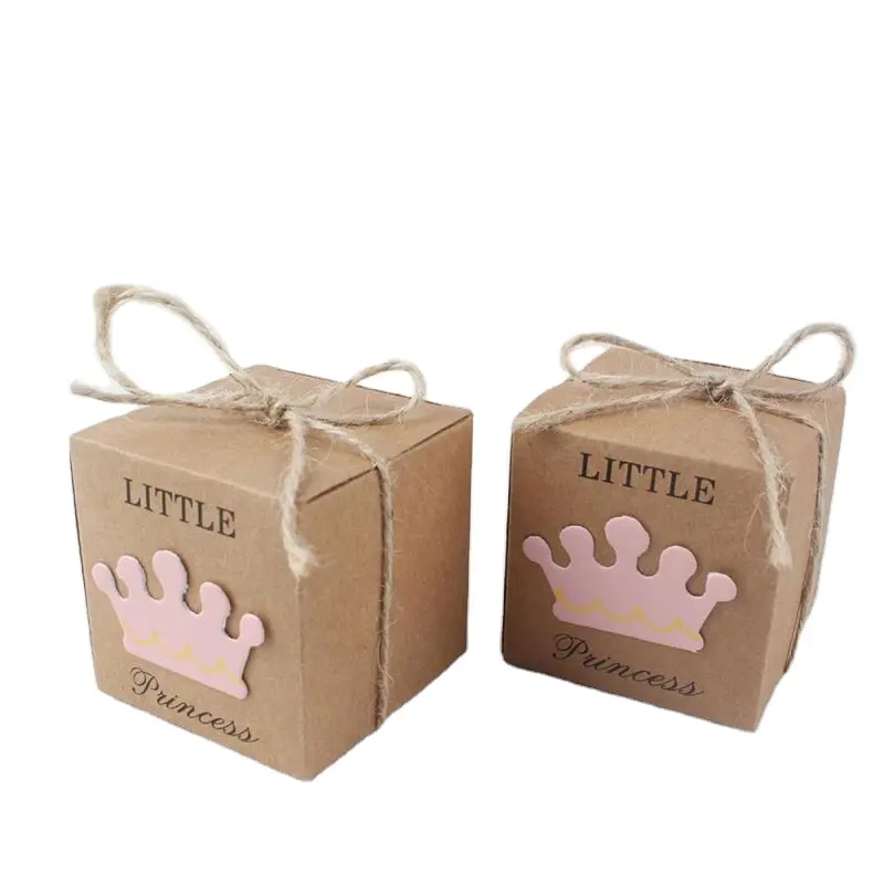Ücretsiz kargo 10 adet Kraft kağıt hediye kutusu şeker kutuları bebek duş süslemeleri düğün iyilik ve hediyeler kutusu misafirler için 2*2*2 inç