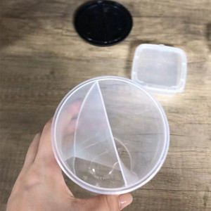 700ml <strong>2</strong> Compartment Plastic PP Heart Shape Double Ice Cold Bubble Milk Tea Split Share Drinking <strong>Cups</strong> Two Double Compartment - Product Image 5