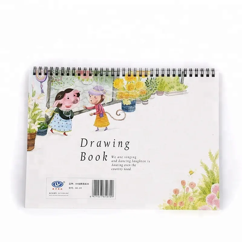 Cuaderno de dibujo en espiral para niños con dibujos animados escolares impresos personalizados 2024