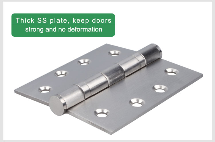 Doorplus High Quality Round Corners 3" Inch 6 Holes Stainless Steel Butt Hinges For Wooden Door