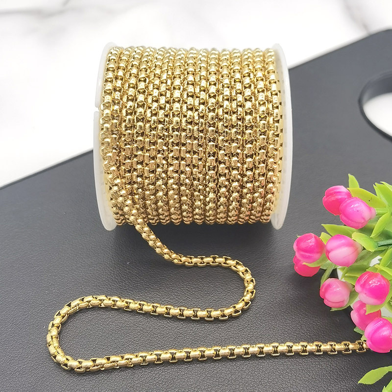 Square Pearl Chain Steel color 3mm