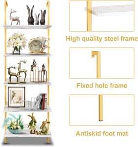 מודרני 5 שכבות סולם גבוה ספר ברזל פתוח עם קיר הר עומד מדף ספרים רהיטי סלון - Product Image 6